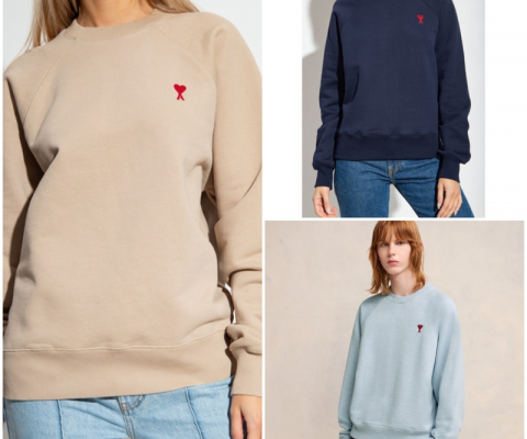⭕️ AMI  24SS 남녀공용 하트로고 자수 맨투맨 3칼라 +++